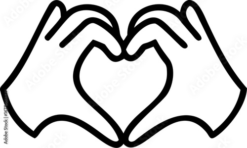 Finger Heart Hand Illustration for Love and Affection, Human Hand Forming Heart Vector, Mini Heart Gesture Line Art Icon, Finger Heart Symbol Hand Illustration