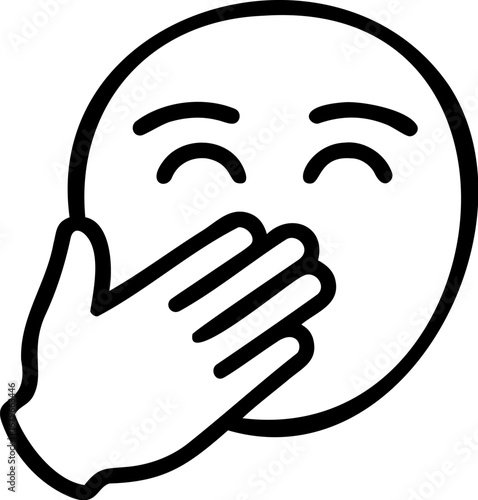 Hand Covering Mouth Illustration for Surprise and Emotion, Human Hand Over Lips Vector, Shocked Gesture Line Art Icon, Hand Hiding Mouth Illustration
