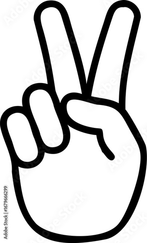 Peace Sign Hand Illustration for Love and Harmony, Victory Gesture Two Fingers Vector, Hand Showing Peace Line Art Icon, Human Hand Making Peace Sign Illustration