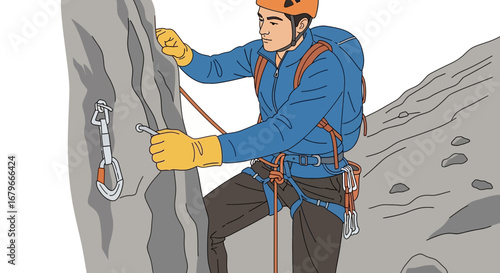 Illustration of a man rock climbing depicting adventure and outdoor recreation activities
