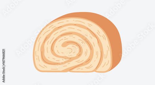 Illustration of a delicious slice of a swiss roll cake with a white background