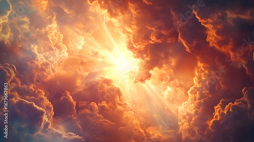 Wallpaper Mural Radiant Sun Breaking Through Orange Clouds sunlight Torontodigital.ca