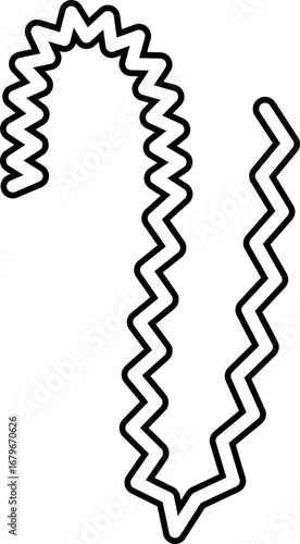 Flowing, irregular zigzag shape with continuous wave motion and a bold, outlined contour.