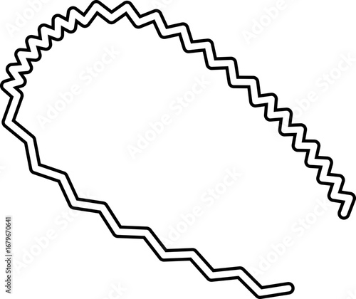 Organic flowing arc with an irregular zigzag path and a freehand sketch-style stroke.