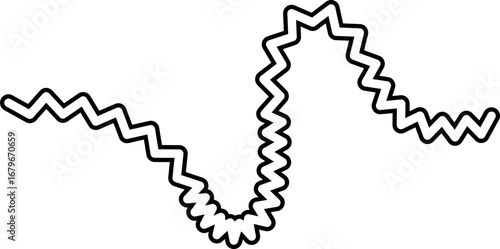 Wild, chaotic abstract stroke with jagged, irregular zigzag movements and a dynamic contour.