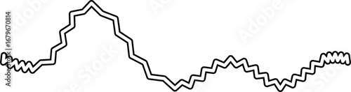Smoothly curved stroke with an irregular wave-like motion outlined in a freeform style.