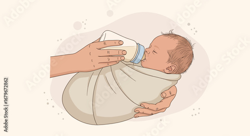 Gentle Feeding: A Tender Depiction of Nurturing and Care to Nourish the Tiny One