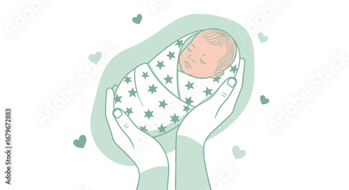 Gentle Hands Cradle Newborn Sleep In Comfort With Starry Blanket Symbols Of Love