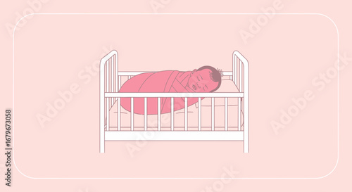 Gentle Slumber: A Baby's Peaceful Sleep in A Comforting Minimalist Illustration