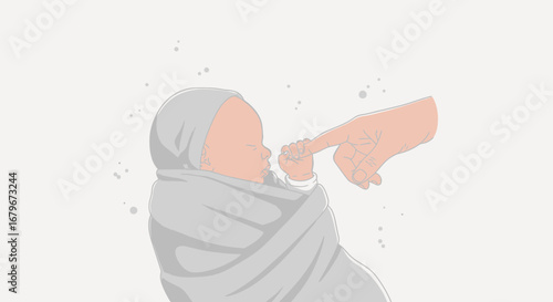 Gentle Touch: Infant Adoration Depicting Bond and Delicate Connection with Newborn Baby