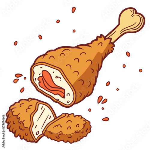 Illustration of a fried chicken leg