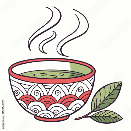 Vector art of a cup of hot tea with steam illustration
