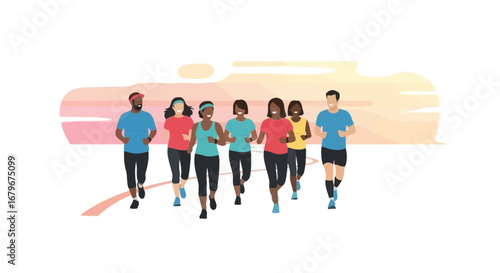 Group Of People Running Together And Exercising Outdoors For Wellness And Health