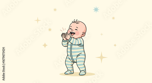 Happy Baby Boy Playing and Laughing With Excited and Joyful Expressions