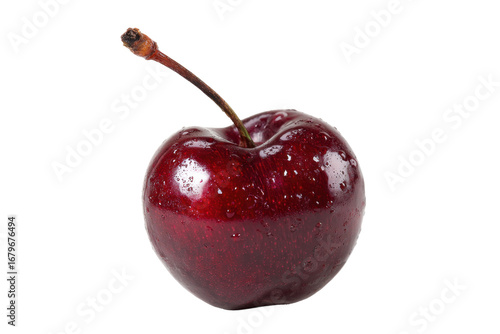 Single Fresh Red Cherry with Stem on Transparent Background © Аrtranq