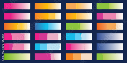Collection of colorful horizontal gradient swatches on a dark blue background