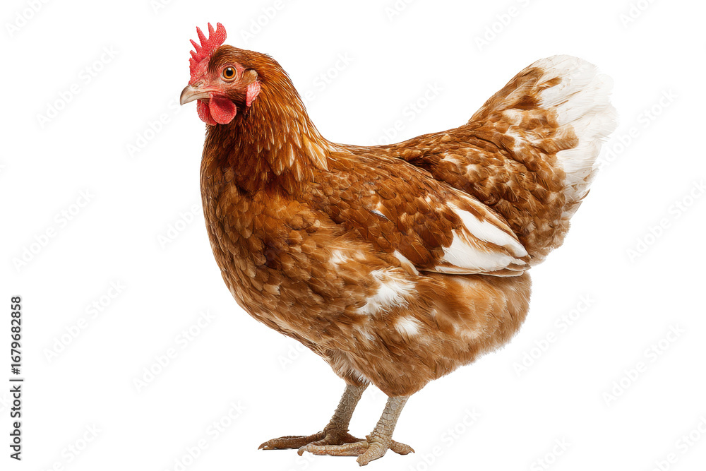 Fototapeta premium Brown Hen on Transparent Background - Single Productive Chicken