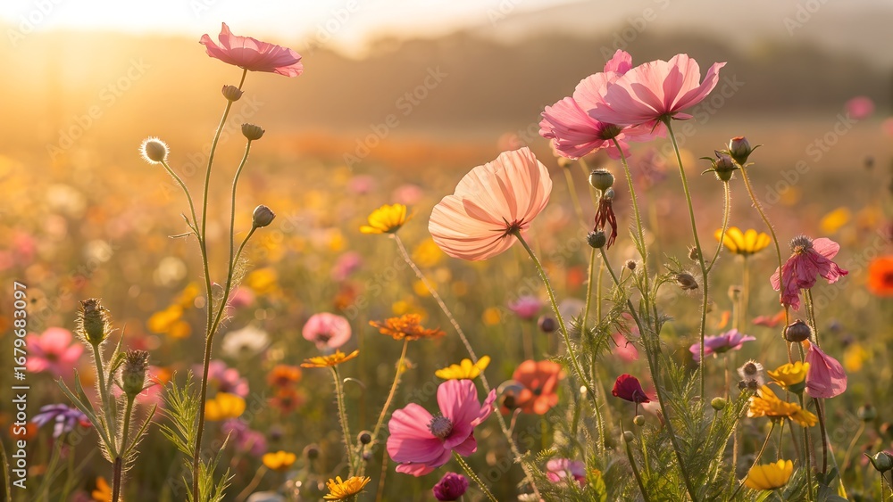 Obraz premium Sunlit Flower Meadow