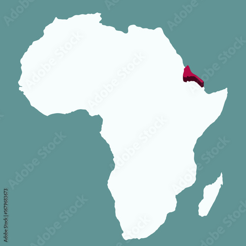 ERITREA Country highlighted 3D map on Africa continent map vector illustration