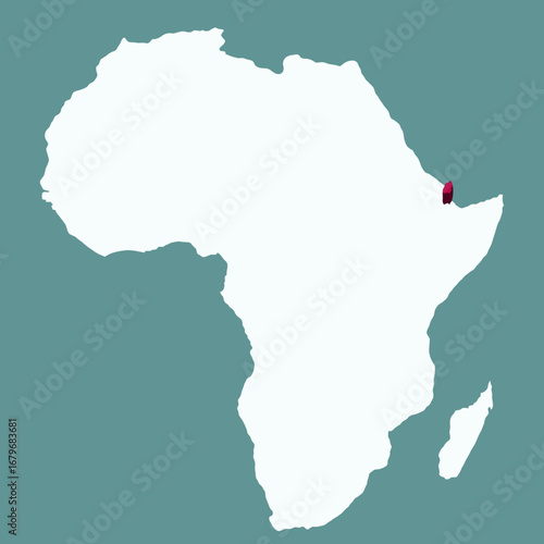 DJIBOUTI Country highlighted 3D map on Africa continent map vector illustration