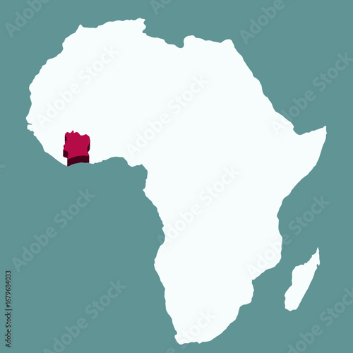 Cote D'IVOIRE Country highlighted 3D map on Africa continent map vector illustration