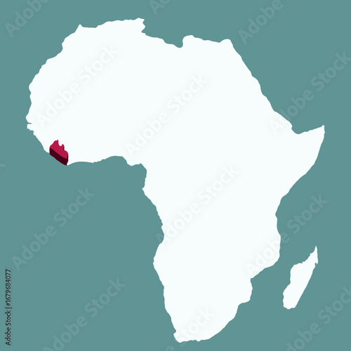 Liberia Country highlighted 3D map on Africa continent map vector illustration	
