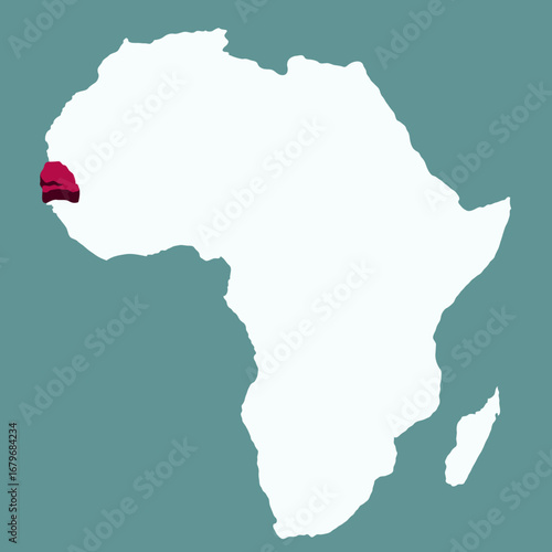 Senegal Country highlighted 3D map on Africa continent map vector illustration	