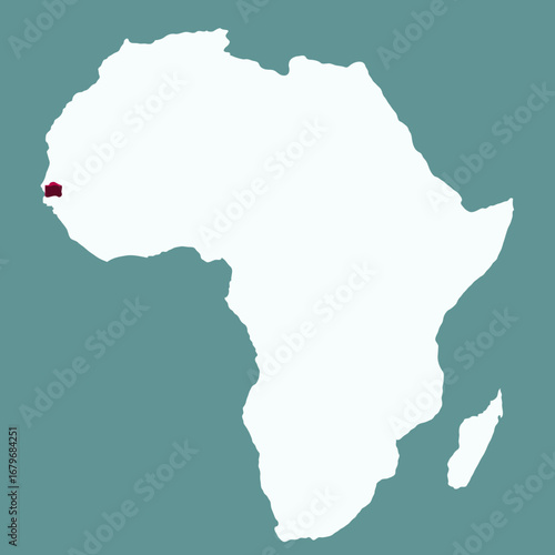GAMBIA Country highlighted 3D map on Africa continent map vector illustration	