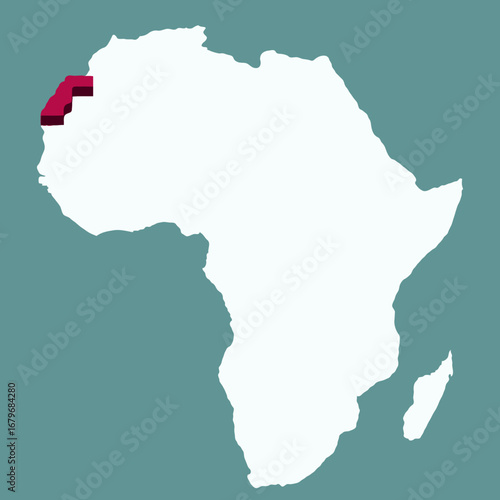 Western Sahara Country highlighted 3D map on Africa continent map vector illustration	
