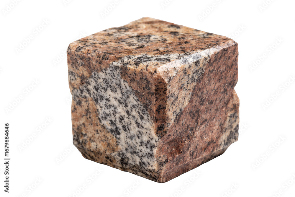 Obraz premium Polished Granite Cube Stone on Transparent Background