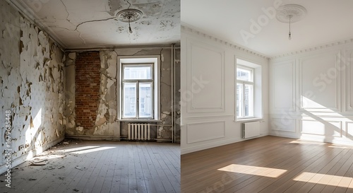 Wallpaper Mural Room renovation before and after Torontodigital.ca