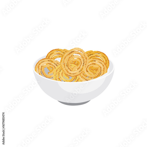 Vector of Murukku, an Indian traditional snacks in bowl