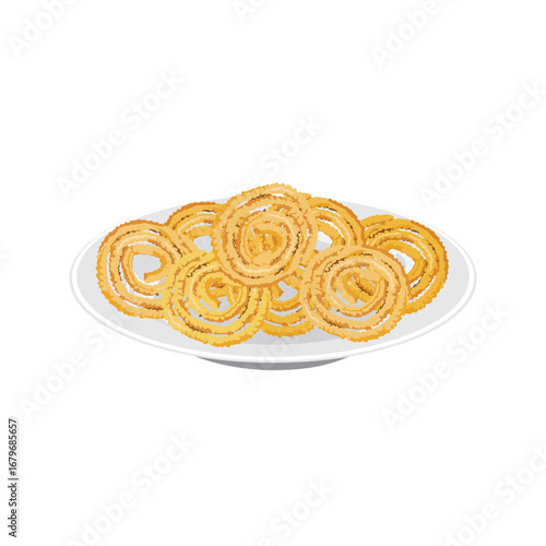 Vector of Murukku, an Indian traditional snacks on plate