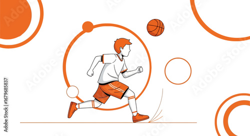 Energetic Athlete Moving With Basketball Representing Action and Sporting Competitiveness