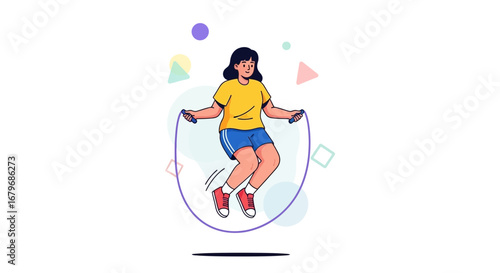 Energetic Female Jumping Rope, Demonstrating Fitness, Health, and Vibrant Energy.