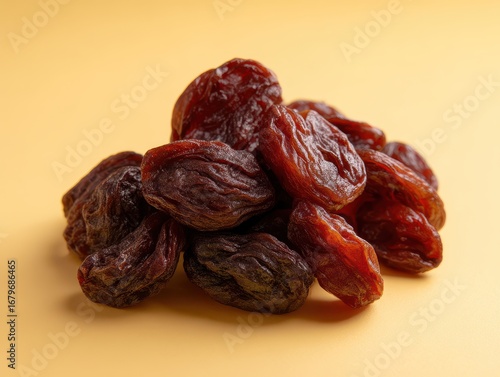 Wallpaper Mural Close-up Pile of Dark Raisins on a Soft Peach Background. Torontodigital.ca