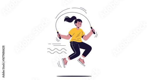 Energetic Lady Engaged In A Dynamic Skipping Rope Routine For Fitness Training
