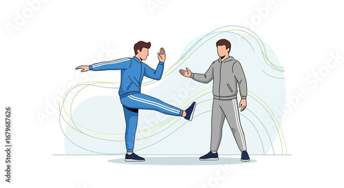Fitness Training Session Illustrated Depicting Exercise Movements and Guidance Visualization