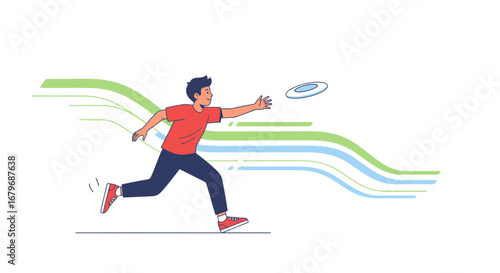 Energetic Youthfully Embracing Aerial Disc, Demonstrating Playful Recreation in Nature