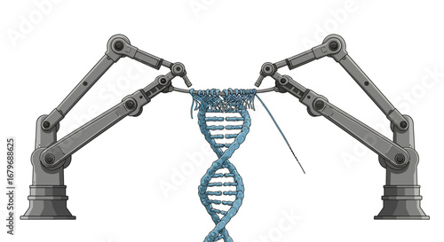 Robotic precision: robotic arms weaving dna helix for genetic engineering and biotechnology