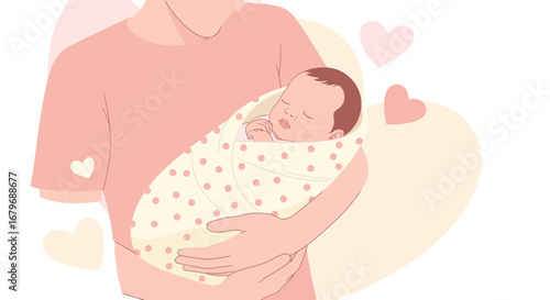 Gentle Embrace: A Father's Love, a Newborn's Peaceful Slumber, And Tender Hearts