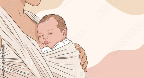 Gentle Embrace A Mother And Her Newborn, A Moment Of Quiet Serenity