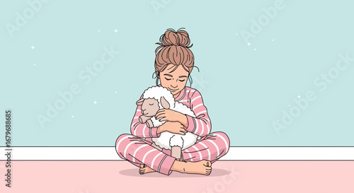 Gentle Embrace: A Luminous Illustration Of Serenity Depicting Tranquility And Affection