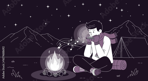 Evening Campfire Serenade: A Harmonious Night Under The Starlit Sky
