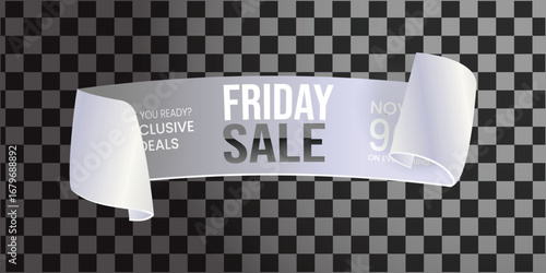 Friday Sale Silver Ribbon Banner
