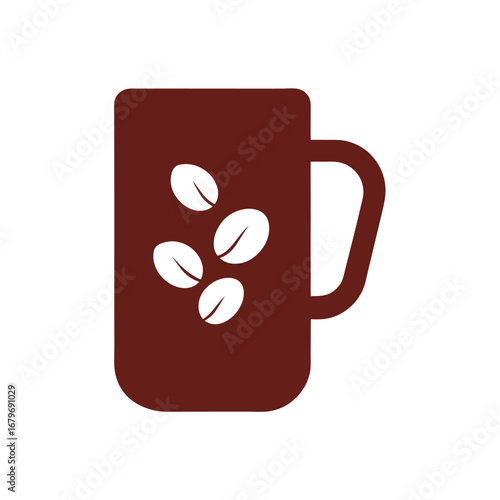 Flat Color Simple Mug Silhouette with Beans  