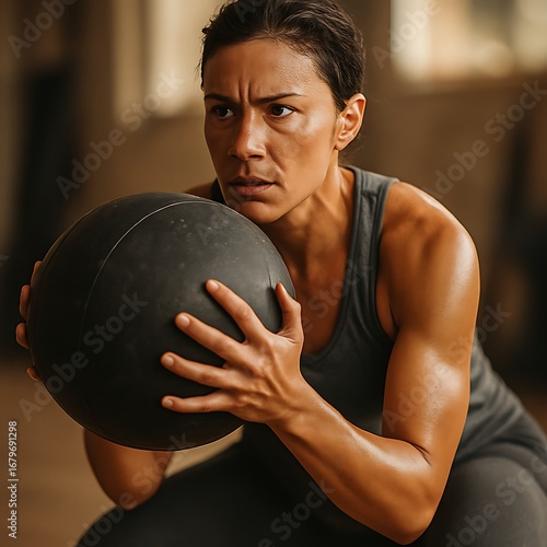 Wallpaper Mural Woman lifting medicine ball Torontodigital.ca