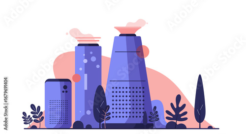 Futuristic urban architecture in a stylish flat design concept