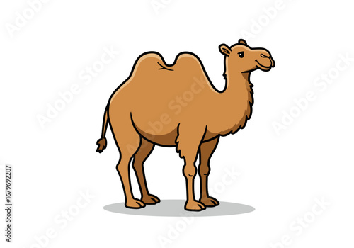 Cartoon Illustration of a Desert Camel with One Hump.