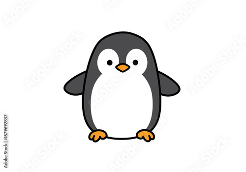 Cute Cartoon Penguin Illustration on White Background.